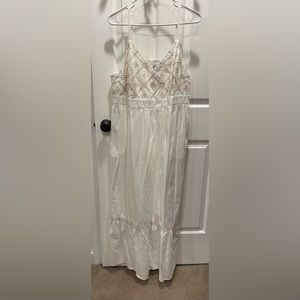 Ava & Viv, 1XL, Women's White Sleeveless Embroidered Bodice Dress